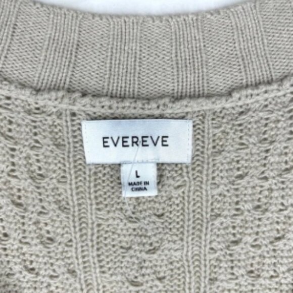 Evereve Sweater Vest Cable Knit V Neck Sleeveless Cream Beige Neutral Large NWOT - Picture 3 of 7